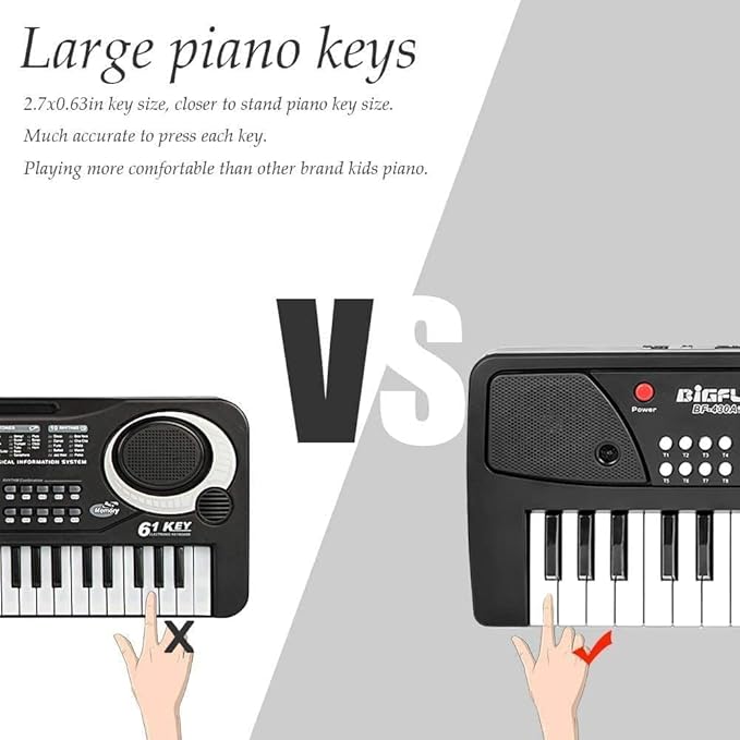 LeeQee Black 37 Keys Kids Piano Keyboard, Portable Electric Musical Instruments Piano with Microphone, Learning Educational Gifts Toys for Age 3 4 5 6 7 8 9 Years Old Boys Girls Toddlers