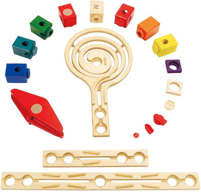 Hape Wooden Quadrilla Marble Run Vertigo Construction with Instruction| 134-PIECE STEM Educational Learning Toys for Kids