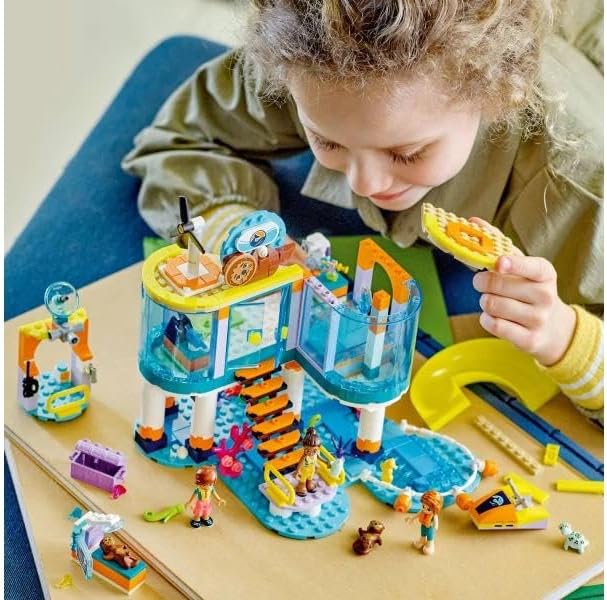 LEGO Friends Sea Rescue Center 41736 Building Toy for Ages 7+, with 3 Mini-Dolls, 2 Otters, a Seahorse, Turtle and Water Scooter, a Great Birthday Gift for Pretend Ocean Rescue Play