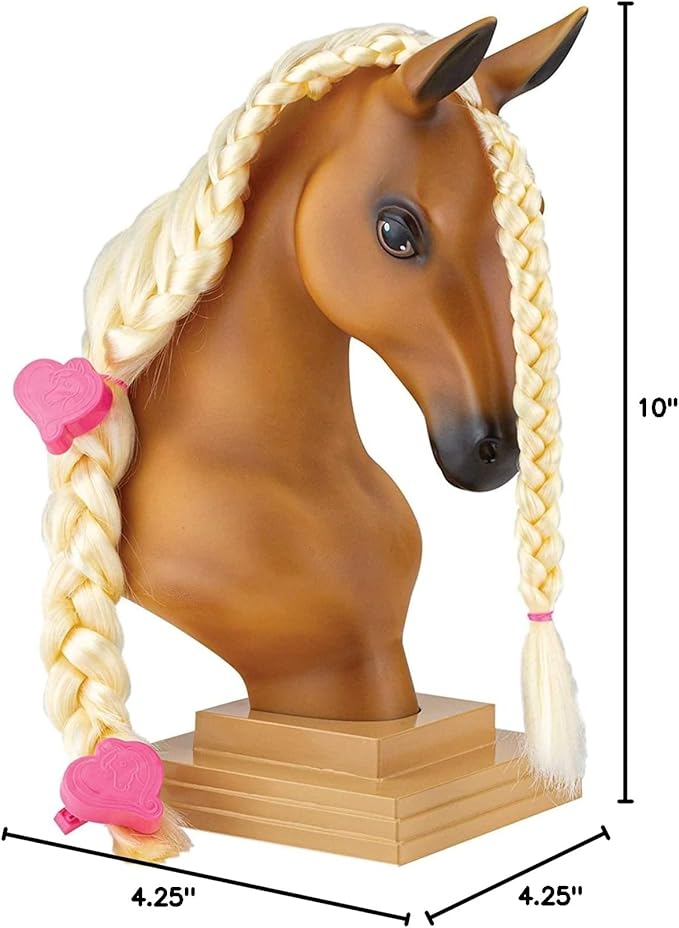 Breyer Horses Mane Beauty Horse Styling Head|SUNSET|Blonde Extra-Long Silky No Tangle Mane | 10" x 4.25" x 4.25" | Styling Book, Brush, Hair Coils, Hair Clips, Elastics|Horse Toy|Model #7402 , Black
