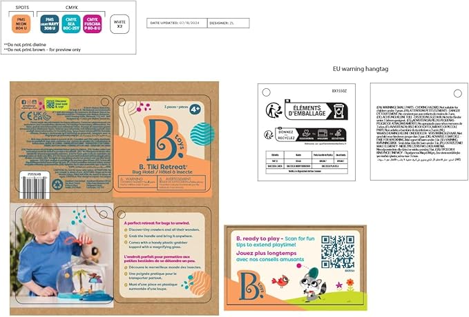 B. toys- Tiki Retreat Bug Catcher Kit – 1 Bug Cage with Tweezers & Magnifying Glass – Bug Toys for Kids 4+