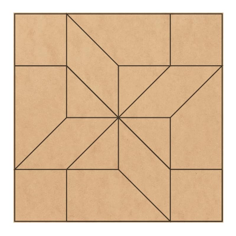 Unfinished Barn Quilt Square Wooden Sign, Country Decor Canvas Quilts Blocks (12 inches, Friendship Star)