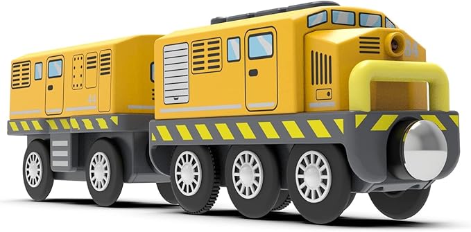 Wooden Train Track Accessories Battery Operated Locomotive Train, Motorized Train for Toddlers with Magnetic Connection