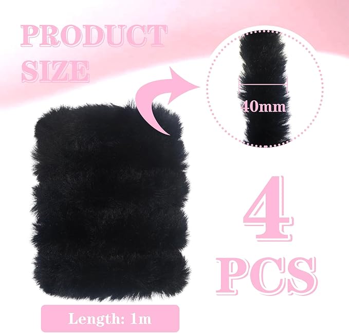 TOAOB 4pcs Thick Pipe Cleaners Black Large Chenille Stems for Crafts Long 39 Inch Fuzzy Sticks Craft Supplies for DIY Art Craft Projects Home Decorations