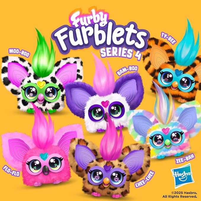 Furby Furblets Bam-Boo Mini Friend, Electronic Plush Toys for Girls & Boys, Panda, Black & White, Speaks Furbish & Plays Music, Series 5, Easter Basket Stuffers, Ages 6+