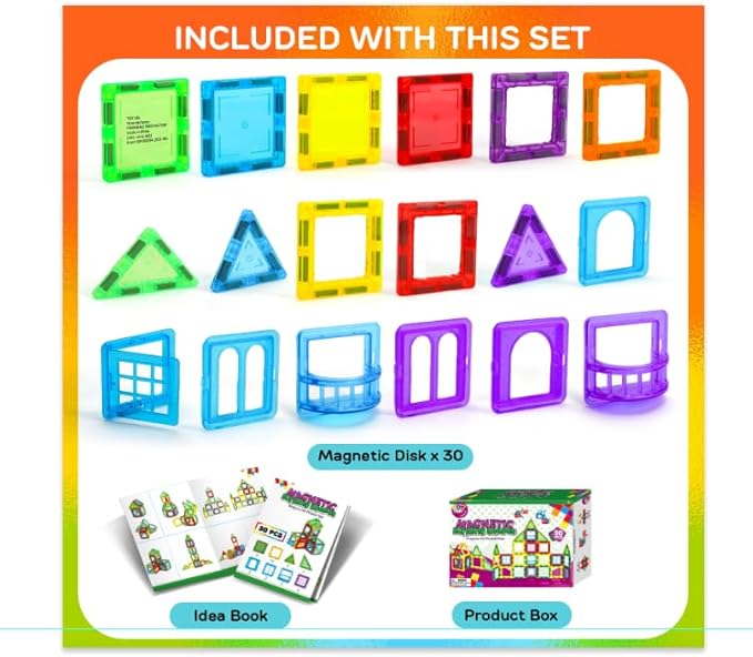TOY Life Magnetic Tiles for Toddlers 3-5 Magnetic Blocks for Kids Ages 4-8 STEM Magnet Blocks Magnet Tiles Magnet Toys Kids Magnetic Building Tiles Building Blocks Kids Games for Boy Girl