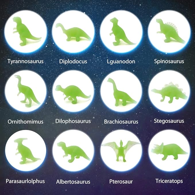XXTOYS Luminous Dinosaur Eggs Dig Kit Glow-in-The-Dark Dinosaur Eggs 12 Dinosaur Excavation Kits with 12 Unique Dinosaur Toys Dinosaur Dig for Kids Archaeology Educational Science Gift