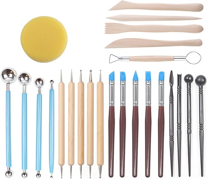 DIY Polymer Clay Tools 24pcs Tool Beginner's Clay Sculpting Set, Clay, Wood Carving, Ceramic Art Project Accessory for School, Classrooms, Kids/Adults, Birthday Gift, Craft Activity