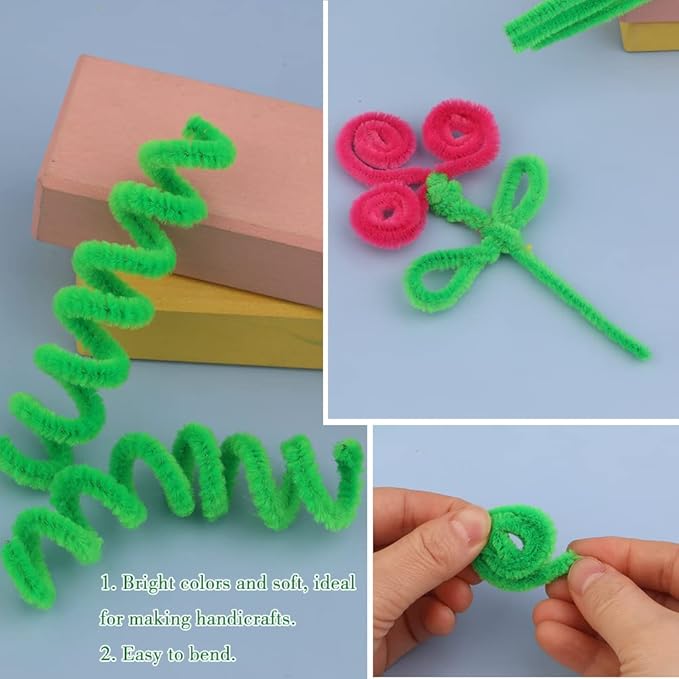 100 Pieces Pipe Cleaners Chenille Stem, Fruit Green Pipe Cleaners Set for DIY Arts Crafts Decorations, Chenille Stems (Fruit Green)