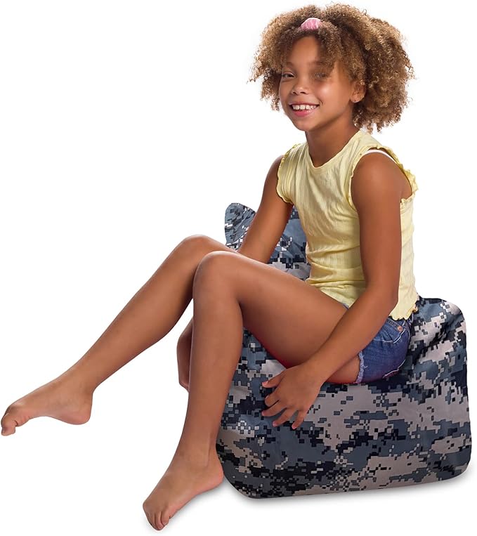 Posh Creations Structured Comfy Bean Bag Chair for Gaming, Reading and Watching TV, Pasadena Chair, Nylon - Camo Digital