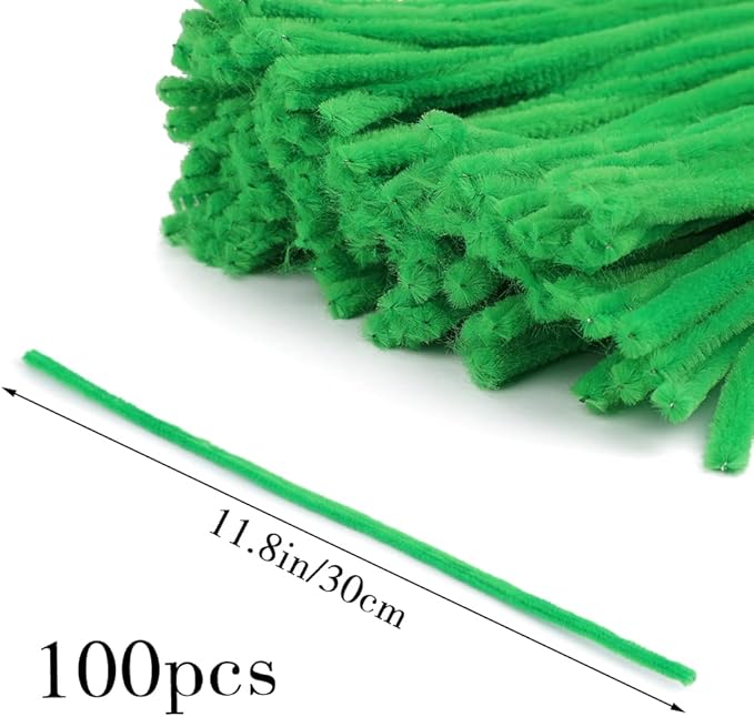 100 Pieces Pipe Cleaners Chenille Stem, Fruit Green Pipe Cleaners Set for DIY Arts Crafts Decorations, Chenille Stems (Fruit Green)