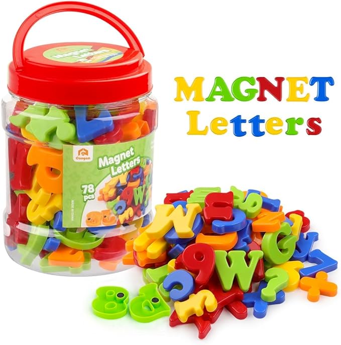 Coogam Magnetic Letters Numbers Alphabet Fridge Magnets Colorful Plastic ABC 123 Educational Toy Set Preschool Learning Spelling Counting Uppercase Lowercase Math for 3 4 5 Years Kid(78 Pcs)