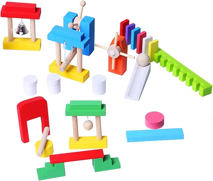 Joqutoys 600 PCS Dominoes Set for Kids, Wooden Domino Building Blocks, 6 Colors Bulk Dominoes Racing Tiles Games with Extra 26 Add-on Blocks and Storage Bag, Educational Toys for Kids Birthday Party