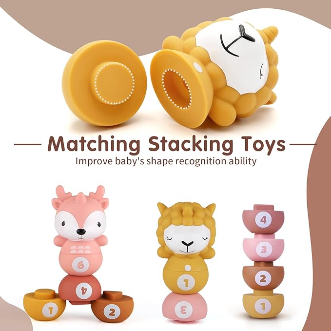 Nueplay Ages 18+ Months Toddler Learning Toys, Counting and Sorting Toys Kids Bowling Set, Animal Shape Puzzle and Bowling Game to Enhance Shape, Color, and Number Recognition, 1 Year Old Girl Gifts
