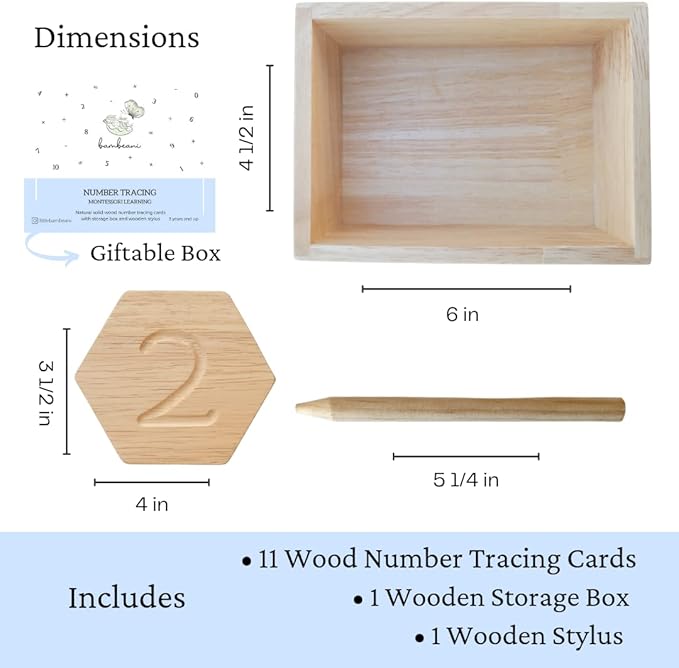 Number Tracing | Double Sided Wooden Montessori Math & Counting Toy | Toddler Sensory Play | Tracing Numbers for Preschool