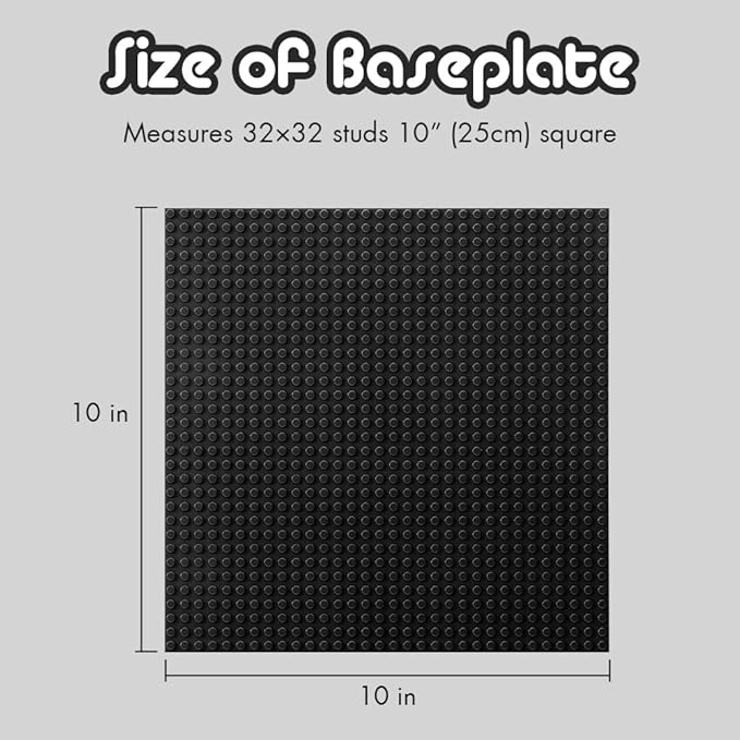 Lekebaby Classic Baseplates Building Base for Building Bricks 100% Compatible with Major Brands-Baseplate 10" x 10", Pack of 6 (Black)