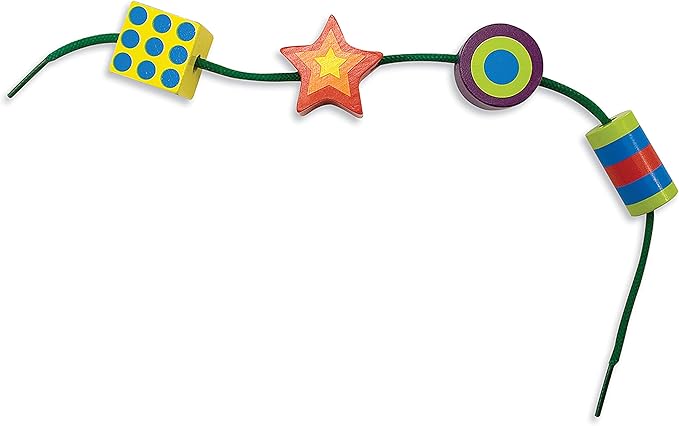 Melissa & Doug Deluxe Wooden Lacing Beads - Educational Activity With 27 Beads and 2 Laces For Toddlers, Fine Motor Skills Lacing Toys For Toddlers And Kids Ages 3+