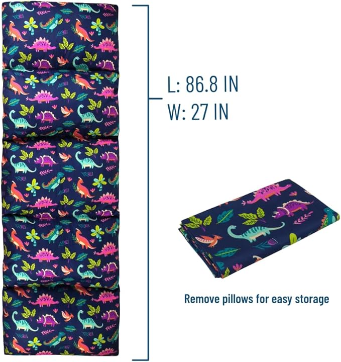 Wildkin Microfiber Pillow Lounger, 87 X 27 Inches, Darling Dinosaurs