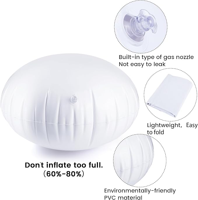 2 PCS Pod Chair Replacement for Kids,Swing Hammock Pod Replacement Cushions, 27.5 Inch Swing Hammock Pod Chair Thickened, PVS Inflatable Cushions (White)