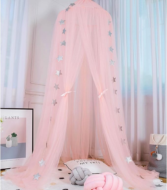 ESUPPORT Dome Princess Bed Canopy Round Lace Mosquito Net Play Tent Hanging House Decoration Lace Netting Curtains for Indoor Outdoor