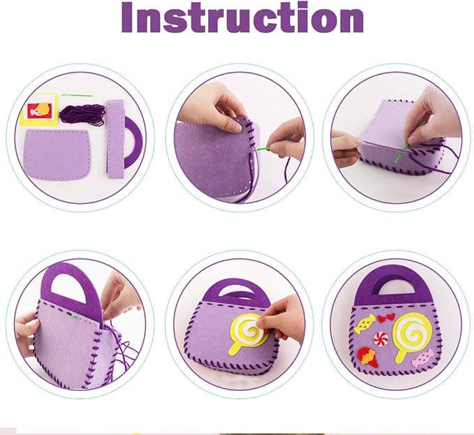 4 Pcs Toddler Arts and Crafts for Kids Ages 2 3 4 5 6 Years Old, Craft Kits for Sewing Sets, Preschool Educational Kids Toys Sewing Craft Kits for Kids DIY Art Craft Hand Play Set