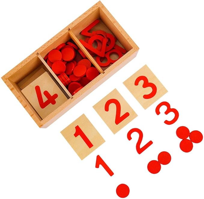 Montessori Cards & Counters with Cut-Out Numeral Math Games & Teaching Numbers Counting Toys