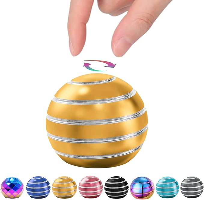 Kryfa Kids Party Favors Fidget Toys, Fidget Toys Adults, 1.54" Kinetic Desk Toys for Office for Adults, Fidget Toys for Anxiety Autism ADHD for Stocking Stuffers (1.54", Gold)