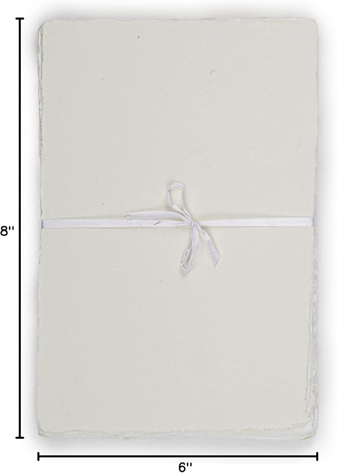 LEATHER VILLAGE Watercolor Paper - Off White - 9.5 X 12 inches, 50 Sheets - Mixed Media Watercolor Paper - 150 GSM Thick Deckle Edge Virgin Cotton Handmade Paper - Off White