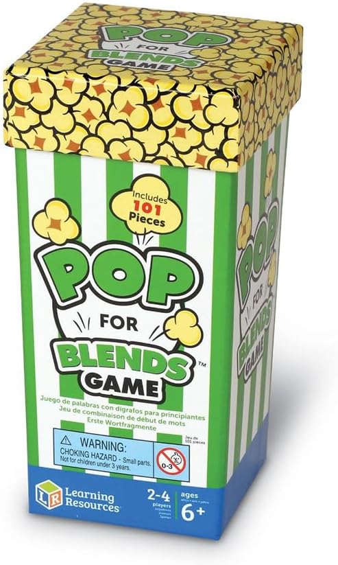 Learning Resources Pop for Blends Game,Phonics Game, 2-4 Players, 92 Cards, Ages 6+