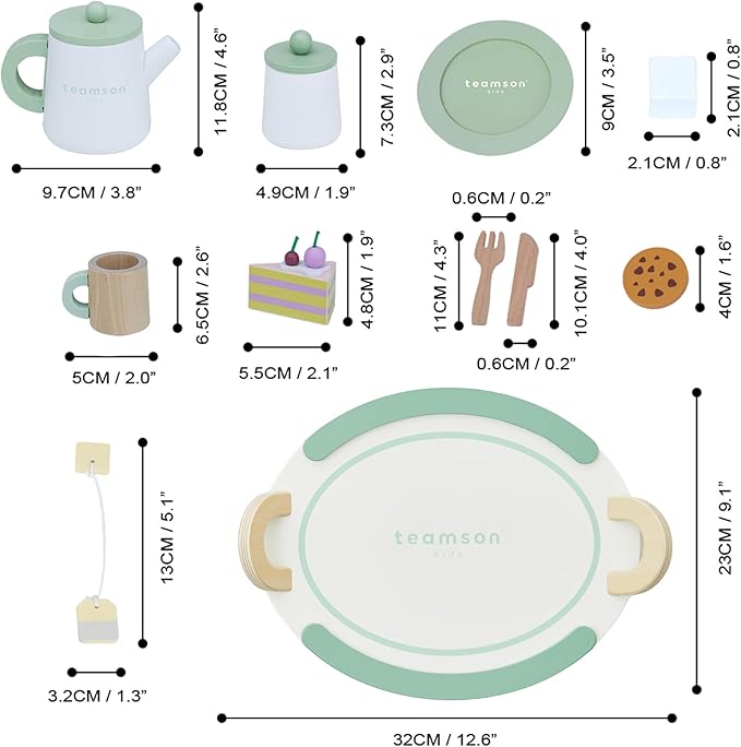 Teamson Kids Little Chef Frankfurt 20-pc. Wooden Play Kitchen Tea Party Accessory Set with Pretend Food and Cups