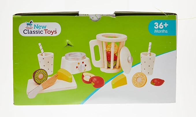 New Classic Toys Wooden Smoothie Set - Pretend Play Toy for Kids Cooking Simulation Educational Toys and Color Perception Toy for Preschool Age Toddlers Boys Girls