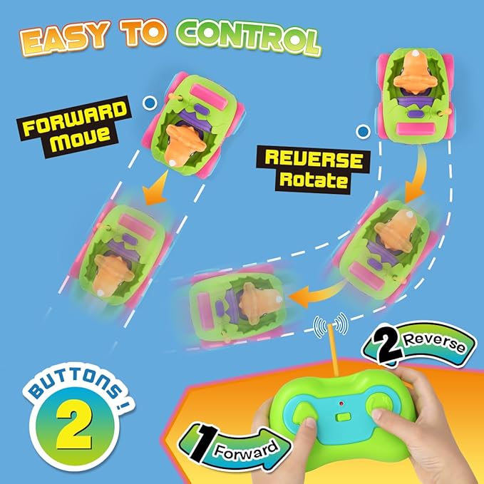 Nueplay Remote Control Car for Toddler Age 2 3 4 5, Electric RC Car Toys with Light & Music, Toddler Dinosaur Toys, Dino Figures Truck Race Car Vehicles, Christmas Birthday Gift for Boys & Girls