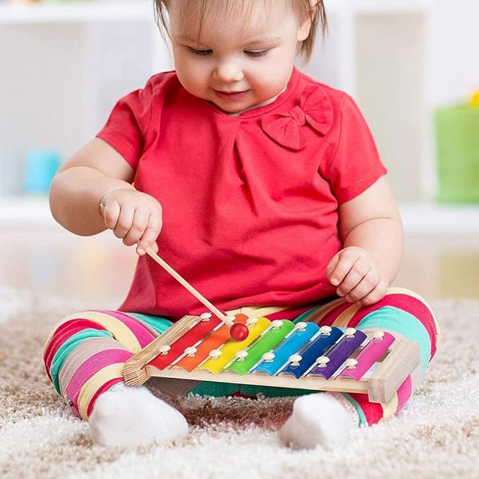 Children’s Xylophone, Best Holiday/Birthday DIY Gift Ideas for Mini Musicians,, Wooden Xylophone Toys with Child Safety mallets, Children’s Educational Musical Toys