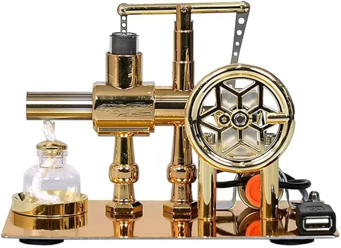 Hot Air Stirling Engine Motor Education Model Toy Electricity Power Generator LED Lights Kit Class Teaching Stirling Engine Kit for Adults Desktop Educational Physics Experiment Kit Toy Gift