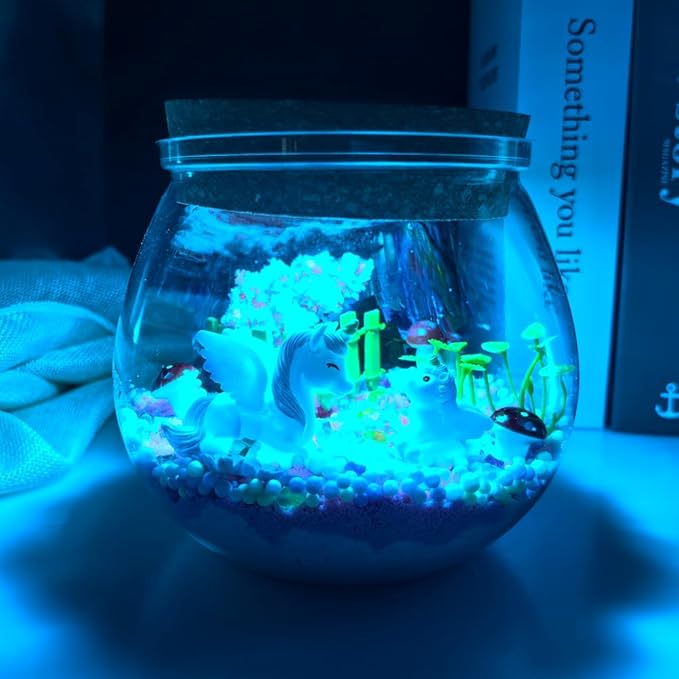 Unicorn Terrarium Kit for Girls - Light Up Terrarium Kit for Kids - Unicorn Arts and Crafts Gifts for Kids- Cool Birthday Gifts Toys for Grils Ages 6 7 8 9 10 11 12 Years Old