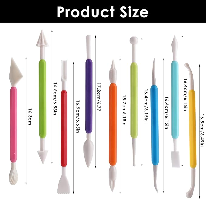Molain Plastic Clay Sculpting Tools, Modeling Clay Tools for Kids Double-Head Sculpting Tool Kit 9 Pieces