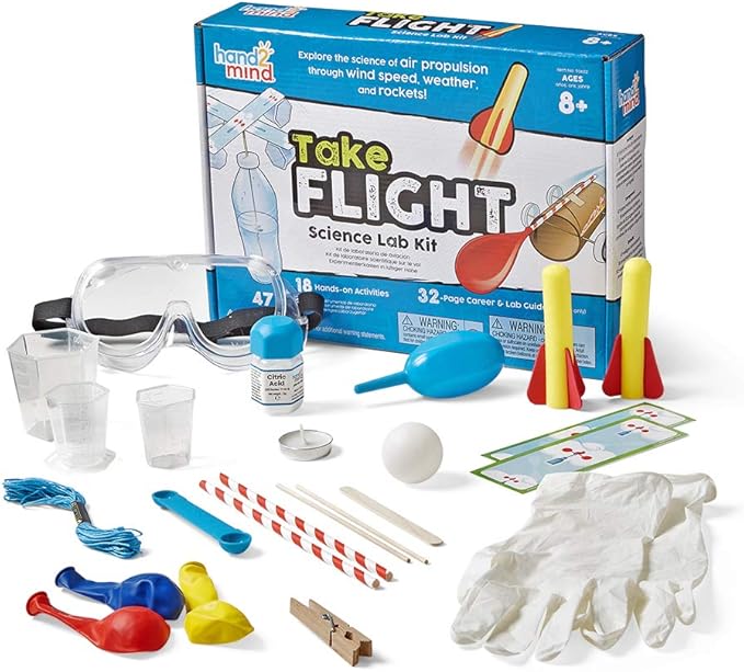 hand2mind Take Flight Science Kit, Toy Rocket Launcher for Kids Ages 8-12, Rocket Kit, Science Kits & Toys, Air Rocket Launcher Kids, 18 Science Experiments, Career & Lab Guide, STEM Toy, Kids Rocket