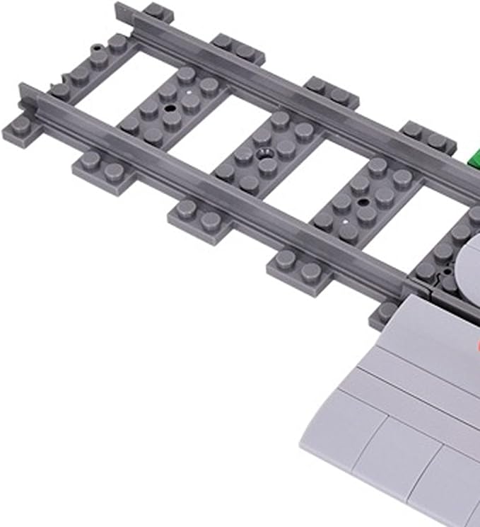 Train Tracks Building Block Set 01, City Train Track Railroad Tracks, Traffic Light Railroad Crossing Building Bricks, Compatible with Lego 853792 Accessory, Kid Gifts for Ages 6+