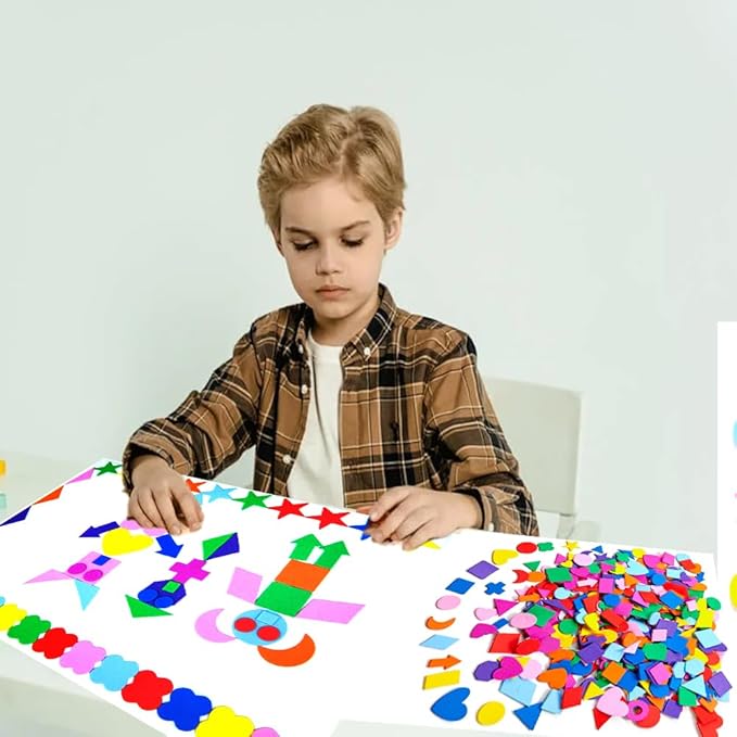 Assorted Foam Shapes Stickers,1050 Pieces Bulk Self Adhesive Collage Materials for Preschoolers&Classroom Craft Supplies