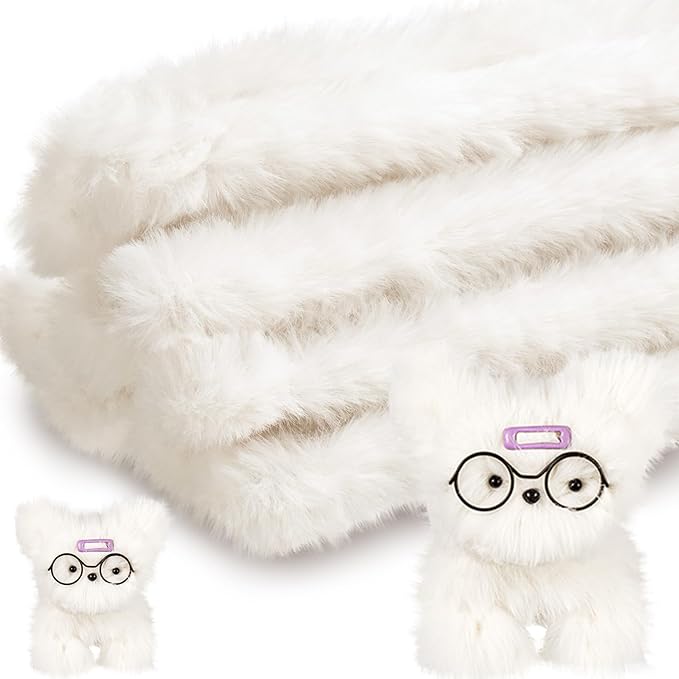 VitalCozy 10 Pcs 39.37 Inches Jumbo Fur Material Pipe Cleaners Chenille Stems Pipe Cleaner Craft Pipe Stems DIY Projects and Craft Supplies Decorations(Cream White)