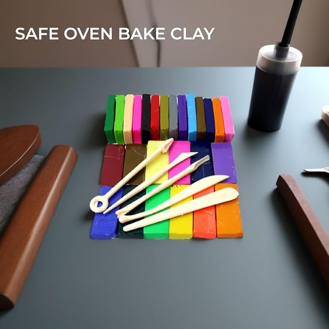 H&S Polymer Clay Modeling Kit – 26 Colors, 5 Sculpting Tools – Oven Bake Molding Set for Kids & Adults