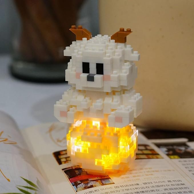12 Mini Animals Building Blocks Sets Building Block Party Favor for Kids Small Zodiac Animals Pets Horse Dog Monkey Tiger Rabbit Dragon STEM Educational Toys for Boys Girls(Sheep)