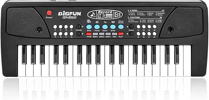 LeeQee Black 37 Keys Kids Piano Keyboard, Portable Electric Musical Instruments Piano with Microphone, Learning Educational Gifts Toys for Age 3 4 5 6 7 8 9 Years Old Boys Girls Toddlers