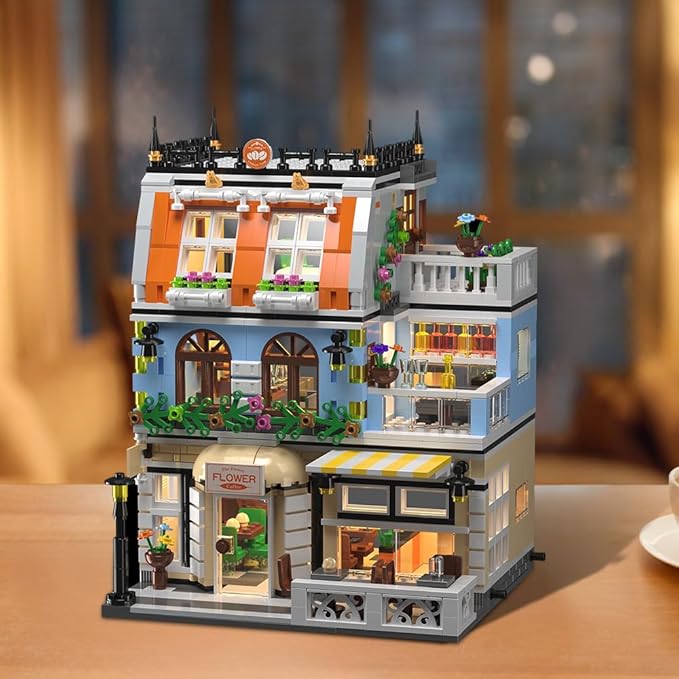 City Garden Hotel Building Sets,House Architecture Model Blocks Toys for Adults & Teens,1300 PCS Mini Bricks with LED(Not Compatible with Lego)
