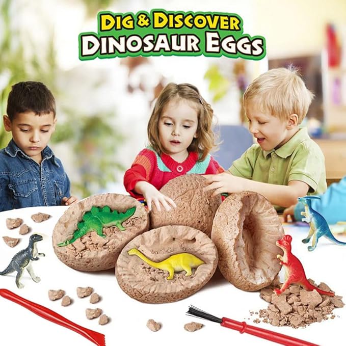Dino Eggs Dig Kit, 12 Pack Dinosaur Eggs Excavation Science Experiments Kits for Kids 4-12, Easter Basket / Stocking Stuffers, Toys for 3+ 4 5 6 7 8 9 10 Year Old Boys Girl