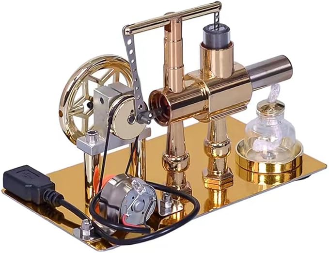Hot Air Stirling Engine Motor Education Model Toy Electricity Power Generator LED Lights Kit Class Teaching Stirling Engine Kit for Adults Desktop Educational Physics Experiment Kit Toy Gift