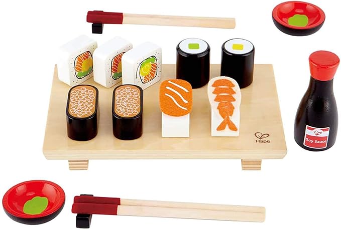 Hape Wooden Sushi Selection Set| Pretend Realistic Role Play Food Toys for Kids