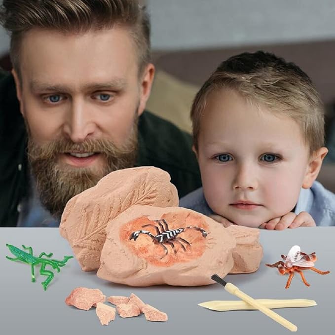 TRADE Big Bug Fossil Dig Kit - STEM Science & Educational Toys -Dig Up 12 Real Bugs Fly Ant Scorpion Lady Beetle Locust Cockroach Bumble Bee Cicada Dragonfly Cricket Praying Mantis Multicolored