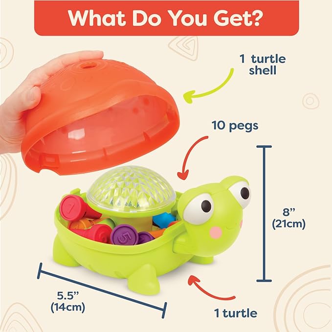 B. toys- Teaching Turtle- 10 Numbered & Colorful Pegs – Learning Toy with Lights & Sounds – Educational Toys for Toddlers, Kids – 18 Months +