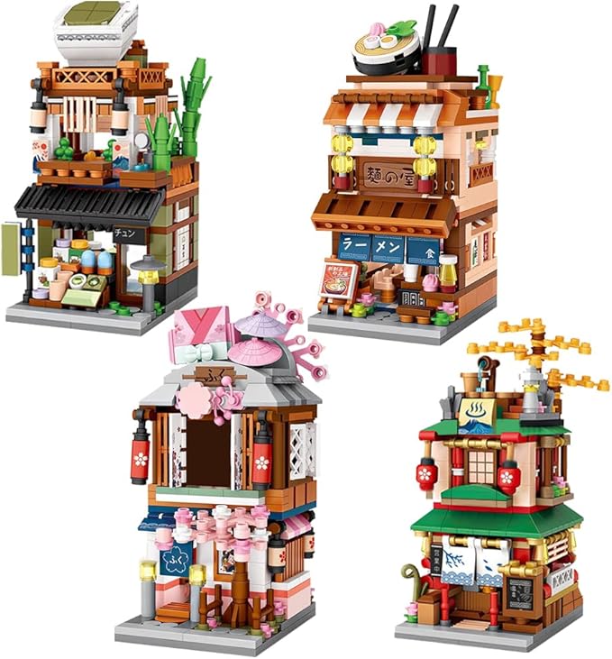 LOZ M6604 Mini Blocks Japanese Street View House Building Block Kit,1608 Pieces MOC Construction Creative Japan Architecture Model Set, Awesome Building Toys Gift for Kids and Adults